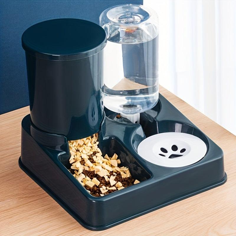 2 In 1 Tilted Automatic Cat Feeder Water Dispenser Set
