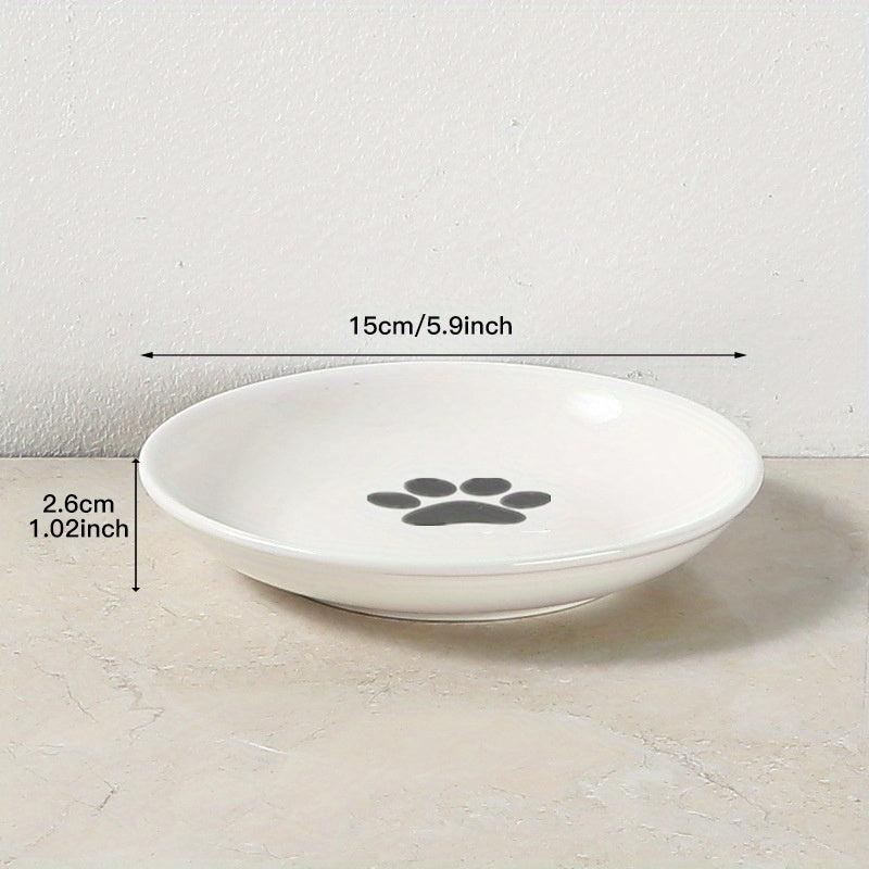Elevated Ceramic Cat Bowl with Iron Stand