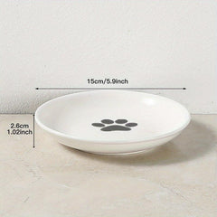 Elevated Ceramic Cat Bowl with Iron Stand