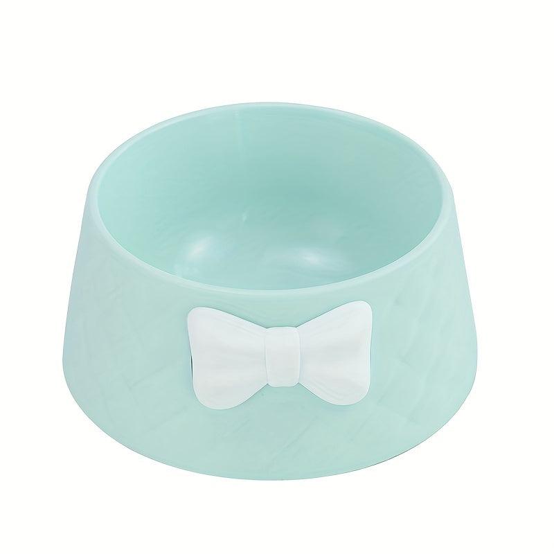 Argyle Pattern Bowknot Pet Bowl Non-slip Cat Food Water Feeder Bowl