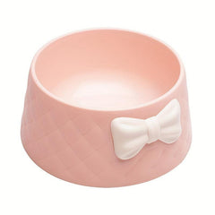Argyle Pattern Bowknot Pet Bowl Non-slip Cat Food Water Feeder Bowl