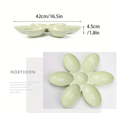 Petal Shaped Plastic Cat Bowl 6 Meal Feeder