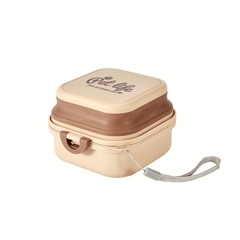 Collapsible Pet Double Bowls Portable Plastic Leak Proof Dog Food Water Bowl