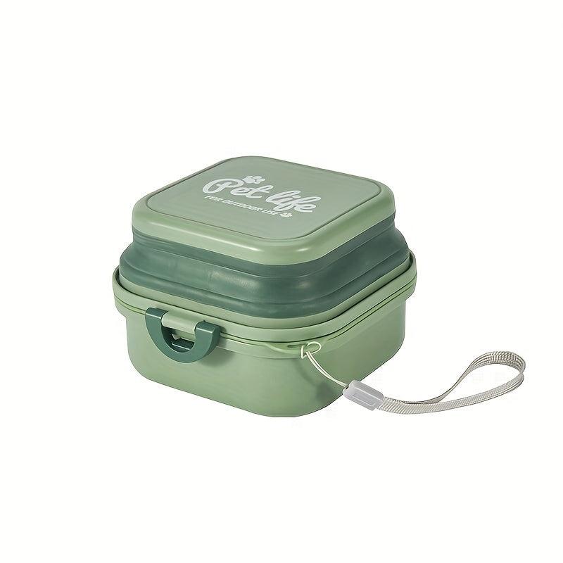 Collapsible Pet Double Bowls Portable Plastic Leak Proof Dog Food Water Bowl