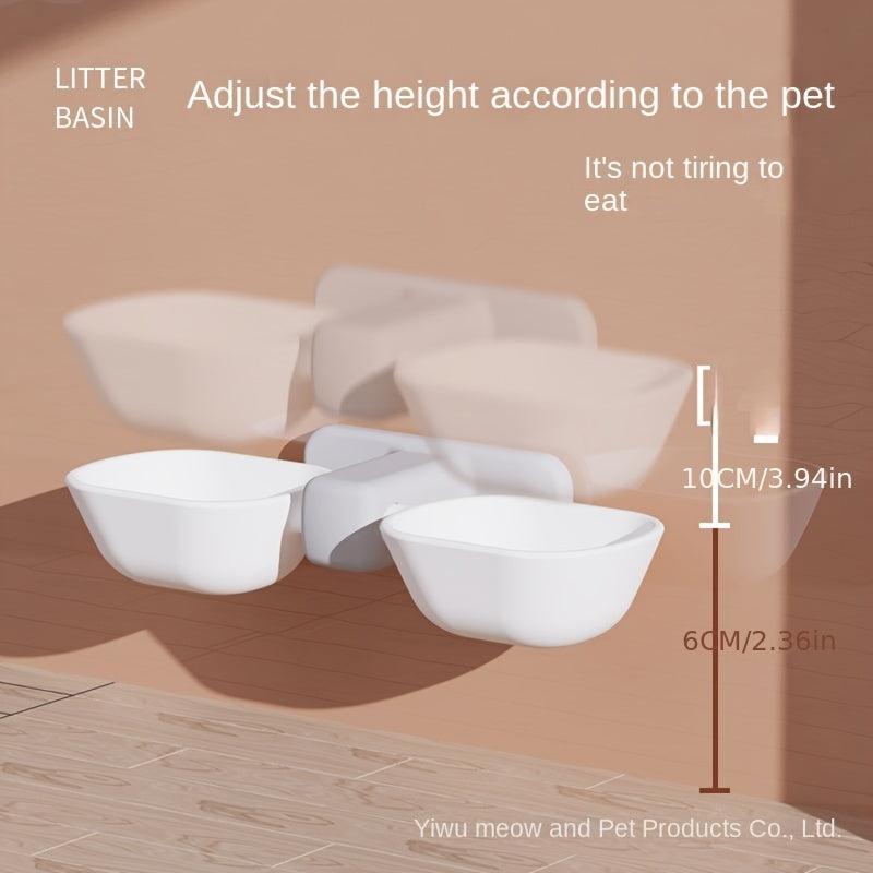Wall Mounted Pet Double Bowls Elevated Dog Food And Water Bowl Set