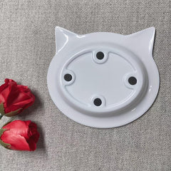 Cat Face Shaped Pet Bowl Plastic Cat Food Bowl Water Dish Bowl Non-slip Bottom