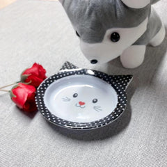 Cat Face Shaped Pet Bowl Plastic Cat Food Bowl Water Dish Bowl Non-slip Bottom
