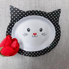 Cat Face Shaped Pet Bowl Plastic Cat Food Bowl Water Dish Bowl Non-slip Bottom