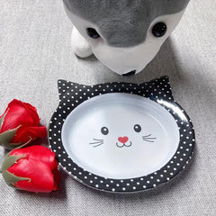 Cat Face Shaped Pet Bowl Plastic Cat Food Bowl Water Dish Bowl Non-slip Bottom