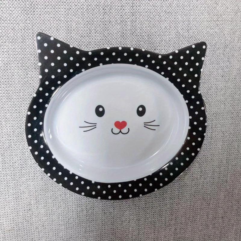 Cat Face Shaped Pet Bowl Plastic Cat Food Bowl Water Dish Bowl Non-slip Bottom