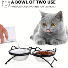 Ceramic Raised Cat Food Bowls 300ml