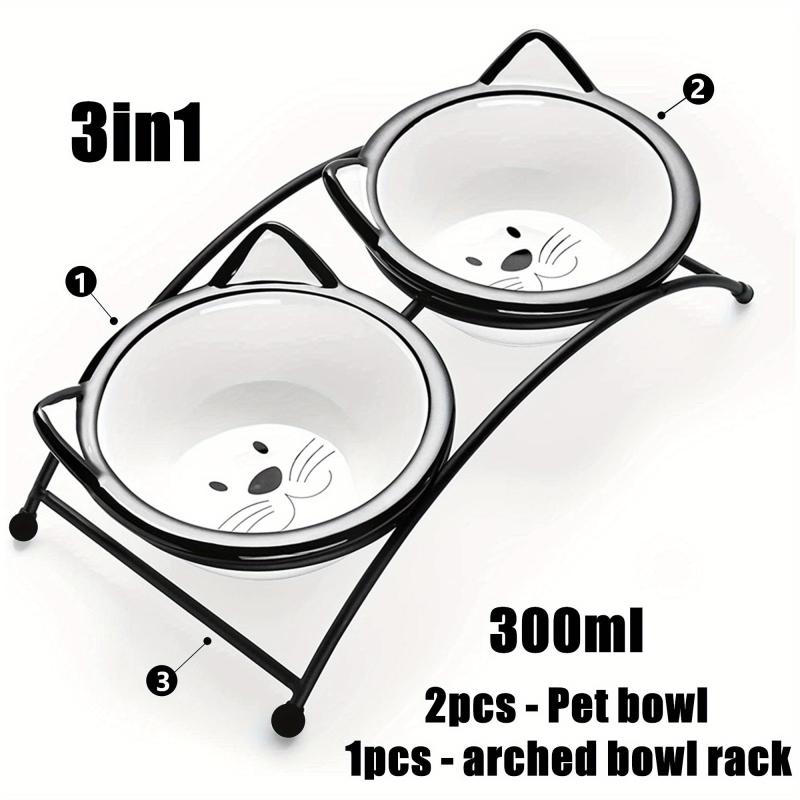 Ceramic Raised Cat Food Bowls 300ml