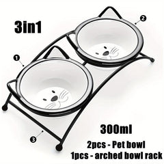 Ceramic Raised Cat Food Bowls 300ml