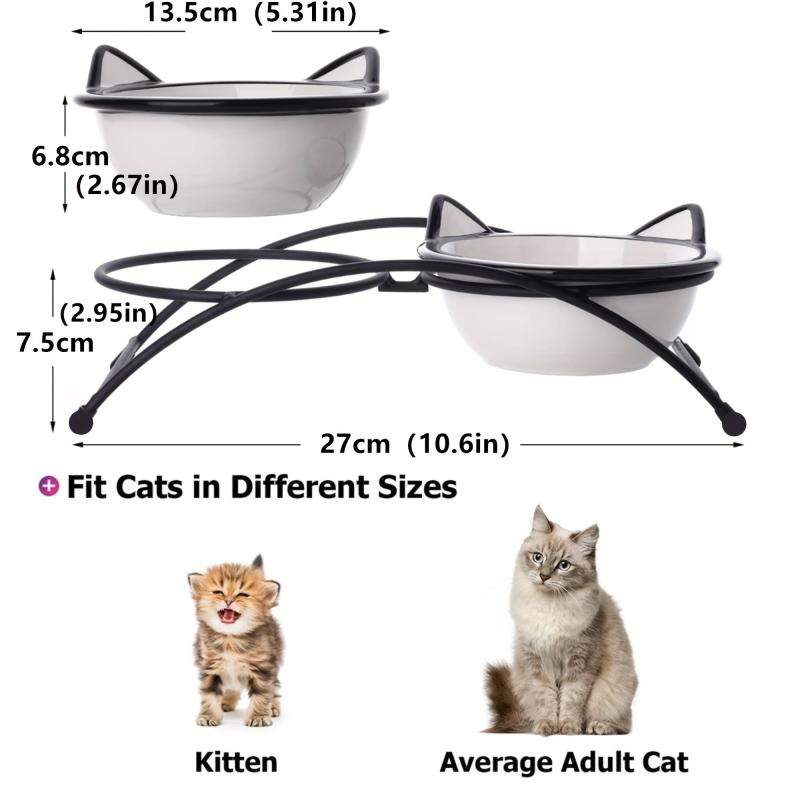 Ceramic Raised Cat Food Bowls 300ml