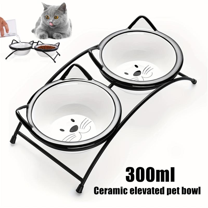 Ceramic Raised Cat Food Bowls 300ml