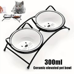 Ceramic Raised Cat Food Bowls 300ml
