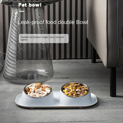 Stainless Steel Double Pet Bowls - Food & Water Set for Dog or Cat
