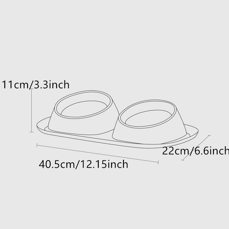 Stainless Steel Double Pet Bowls - Food & Water Set for Dog or Cat