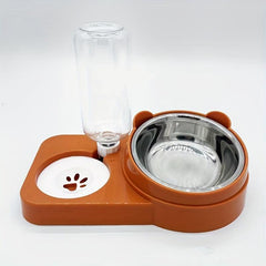 2 In 1 Cat Double Bowls Elevated Stainless Steel Cat Inclined Food Bowl