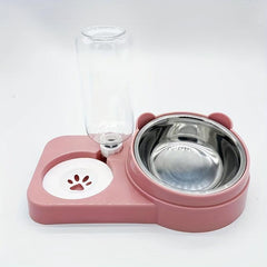 2 In 1 Cat Double Bowls Elevated Stainless Steel Cat Inclined Food Bowl