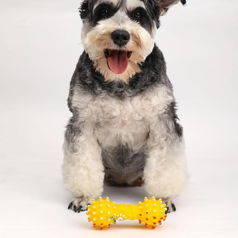 Dumbbell Durable Dog Chew Toys Tough Squeaky Dog Grinding Teeth Toys