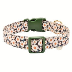 Daisy Flower Pattern Dog Collar Soft Adjustable For Dogs