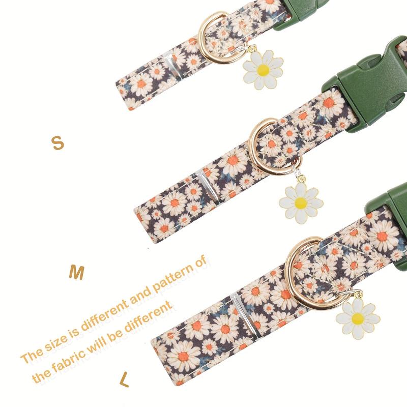 Daisy Flower Pattern Dog Collar Soft Adjustable For Dogs
