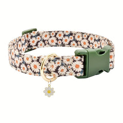 Daisy Flower Pattern Dog Collar Soft Adjustable For Dogs