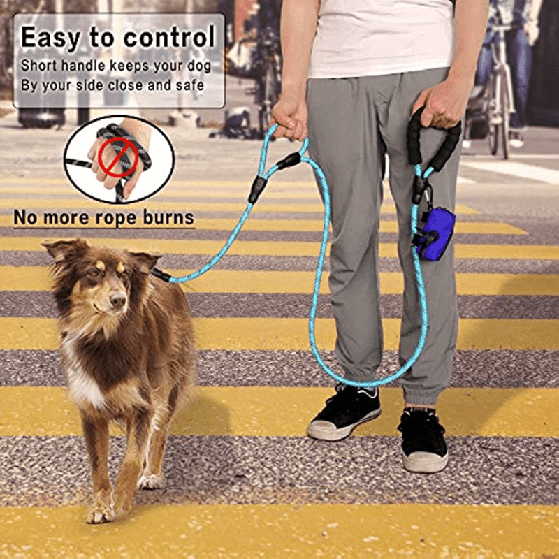 Reflective Heavy Duty Dog Leash with Two Handles
