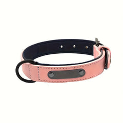 Custom Leather Dog Collar with Engraved Name Plate for Small Medium Large Dog