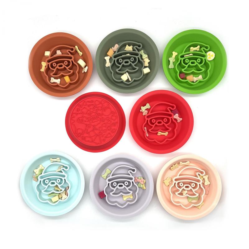 Silicone Christmas Pet Slow Feeding Bowl