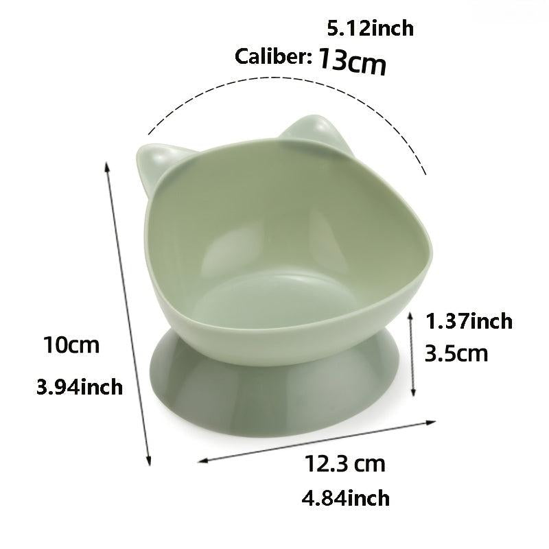 Cat Ear Shaped Raised Pet Inclined Food Bowl