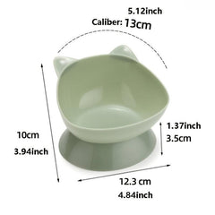 Cat Ear Shaped Raised Pet Inclined Food Bowl