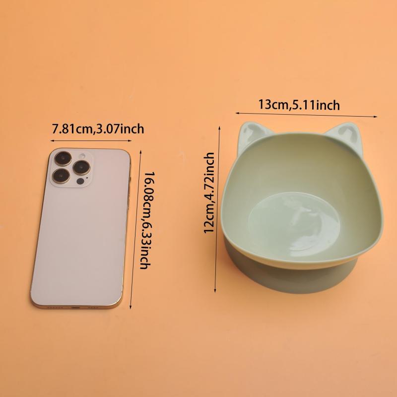 Cat Ear Shaped Raised Pet Inclined Food Bowl