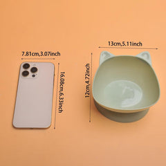 Cat Ear Shaped Raised Pet Inclined Food Bowl