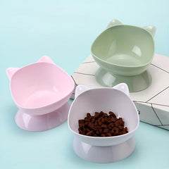 Cat Ear Shaped Raised Pet Inclined Food Bowl