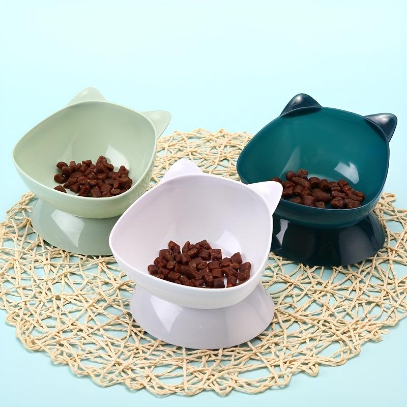 Cat Ear Shaped Raised Pet Inclined Food Bowl