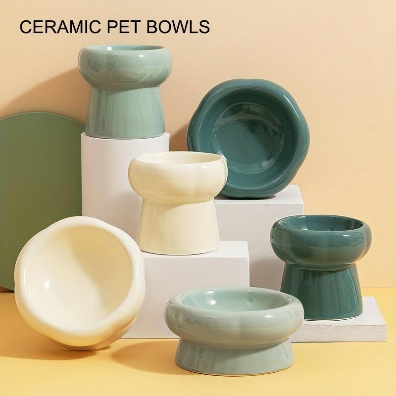 Elevated Ceramic Pet Bowls for Hydrated Cats and Dogs