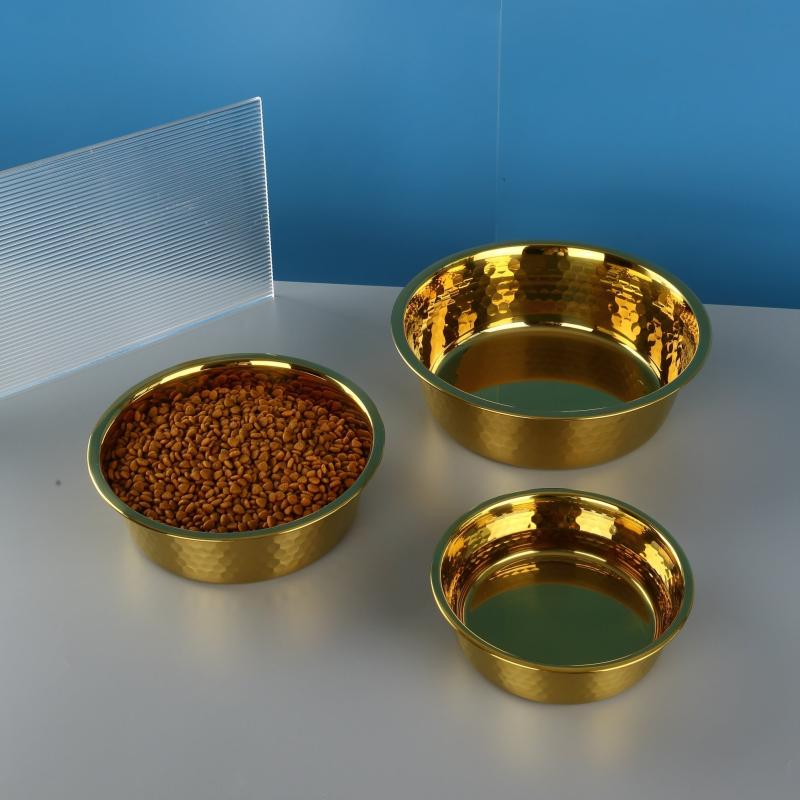 Golden Stainless Steel Pet Bowl Large Size