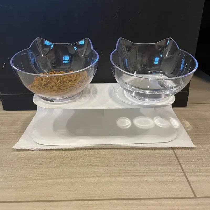 Raised Double Bowls for Dogs with Non-slip Stand