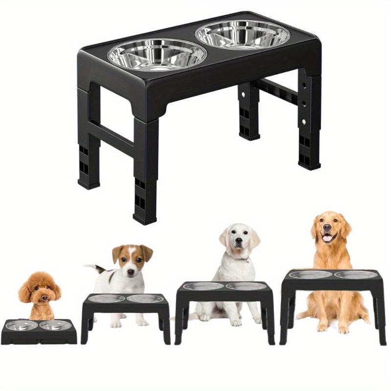 Adjustable Raised Pet Bowls - Stainless Steel for Small & Large Pets