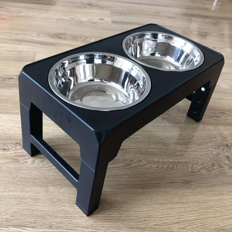 Adjustable Raised Pet Bowls - Stainless Steel for Small & Large Pets
