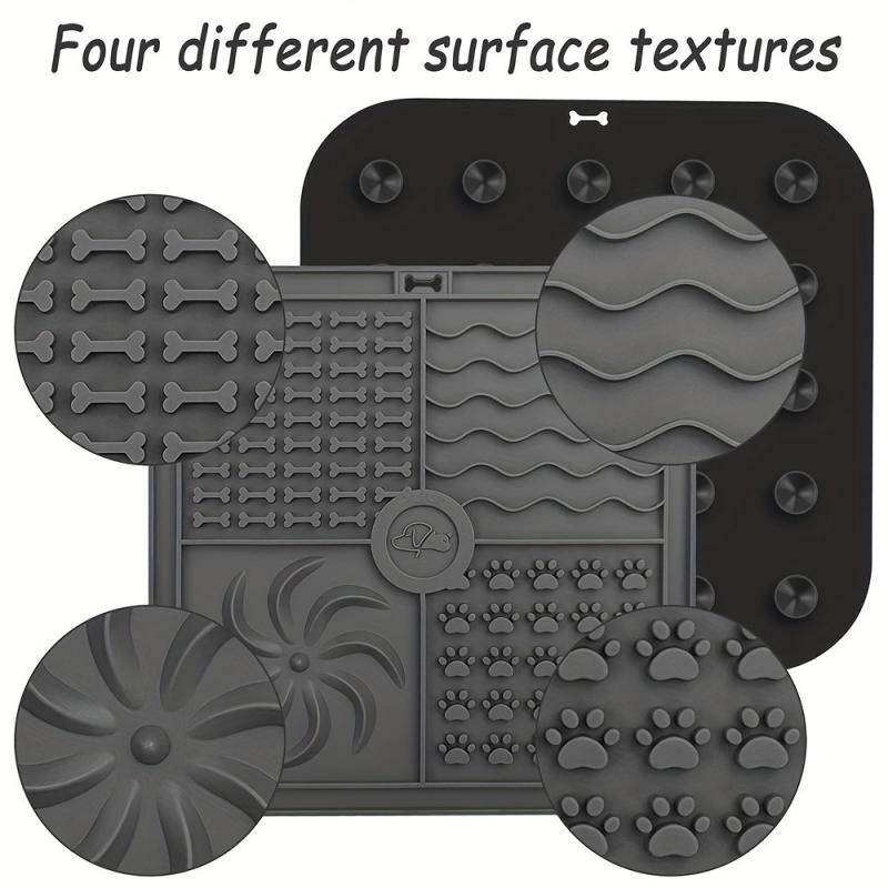 Square Dog Licking Pad Silicone Slow Feeder Mat with Suction Cups