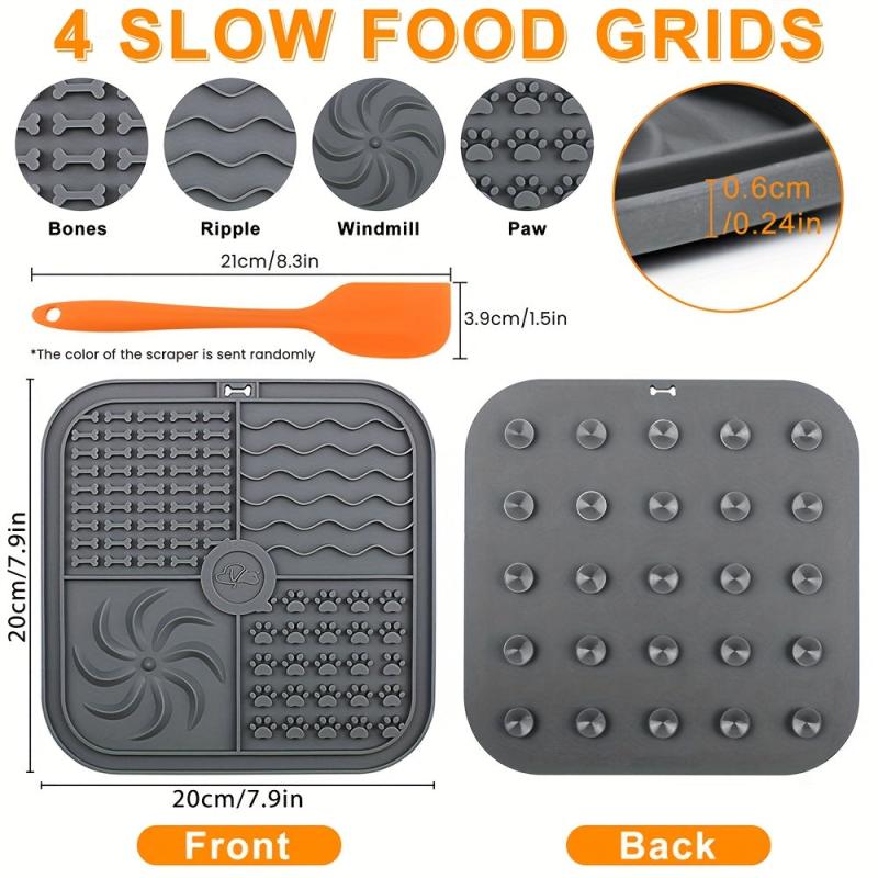 Square Dog Licking Pad Silicone Slow Feeder Mat with Suction Cups