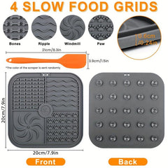 Square Dog Licking Pad Silicone Slow Feeder Mat with Suction Cups