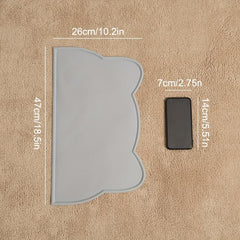 Non Slip Waterproof Cat Feeding Mat Raised Edges Cat Head Shape