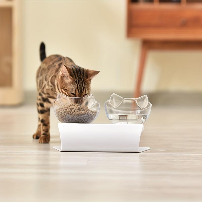 Raised Double Pet Food Bowl Cervical Spine Protection