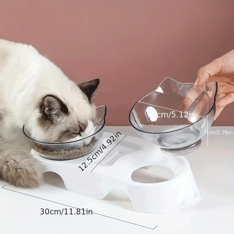 Raised Double Pet Food Bowl Cervical Spine Protection