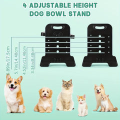 Adjustable Raised Dog Bowl Feeder Stand with 2 Stainless Steel Bowls