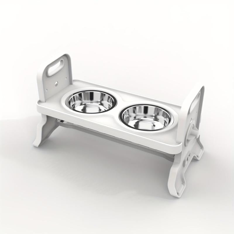 Adjustable Raised Dog Bowl Feeder Stand with 2 Stainless Steel Bowls